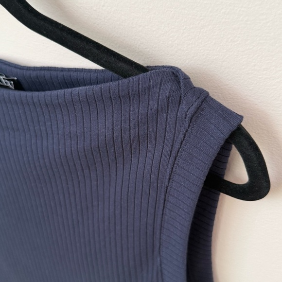 J. Crew Premium Rib Side Button Top Nautical Navy Stretch Preppy Boat Neck M - Picture 4 of 10